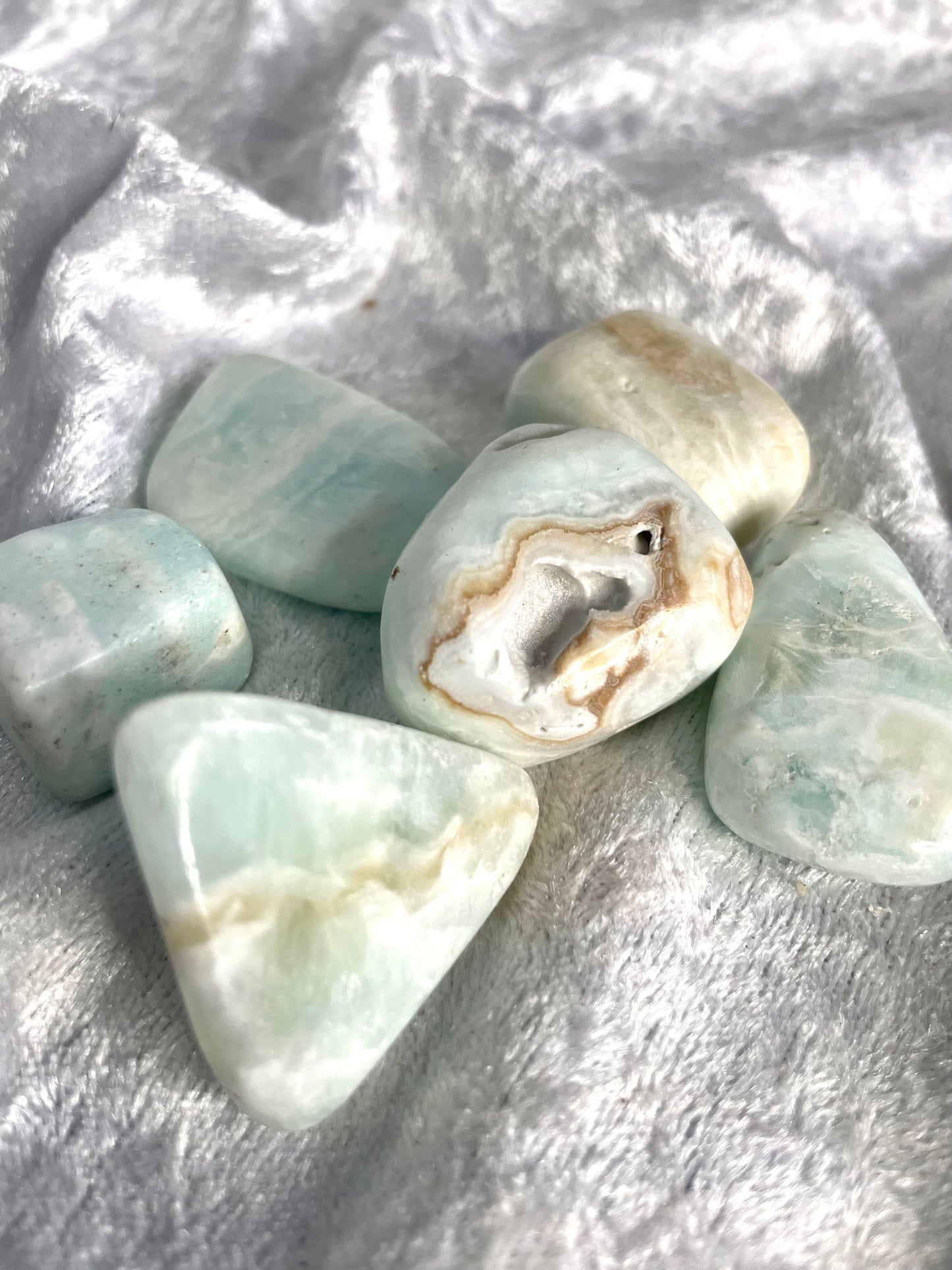 Caribbean Blue Calcite Tumbles