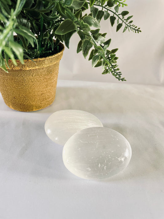 Selenite Palm Stones