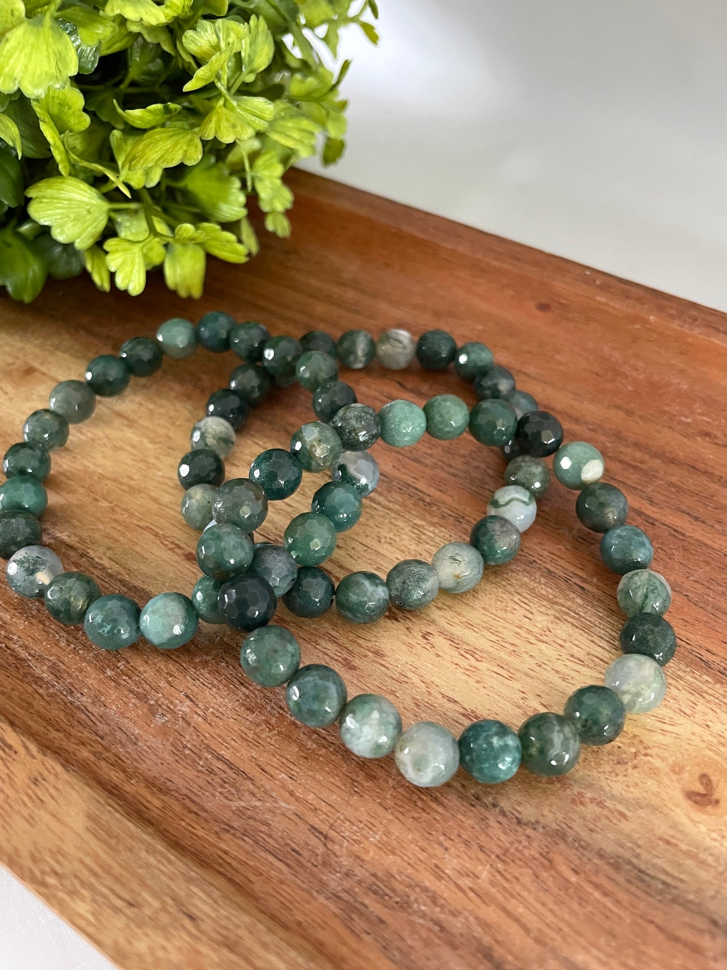 Moss Agate Faceted Bracelets