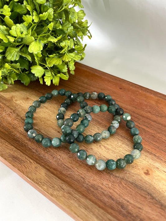 Moss Agate Faceted Bracelets