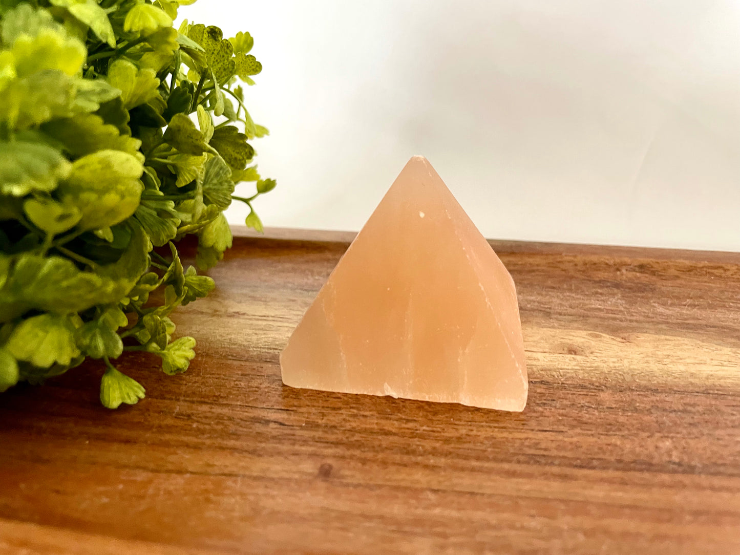 Peach Selenite Pyramid Carvings